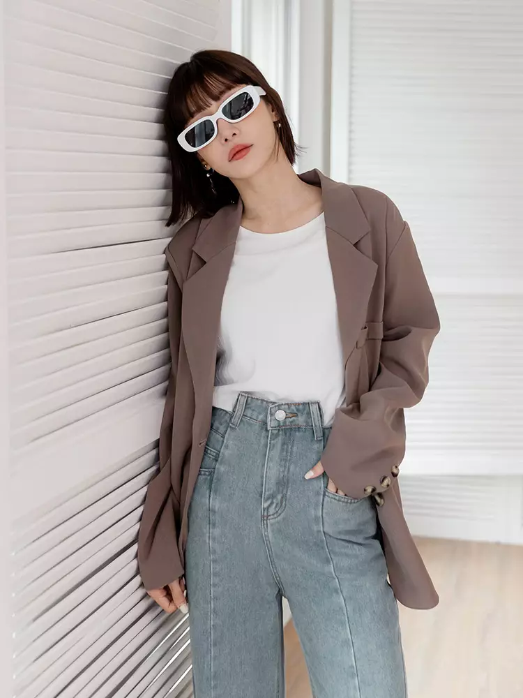 Cotton Waist Styling Splicing Slim Fit Denim Pants [BA7307]