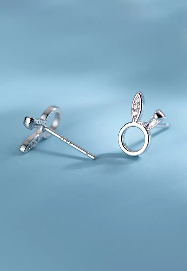 925 Silver Zircon Cute Bunny Earrings JW AR-E9905