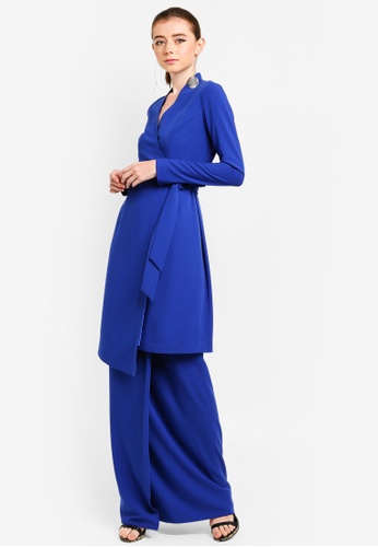Malevich Long Wrap Kurung from 3thelabel in Blue