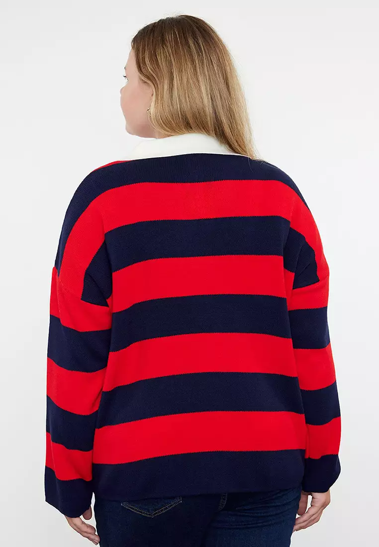 Multicolored Polo Neck Striped Knitwear Sweater Tbbaw23An00045