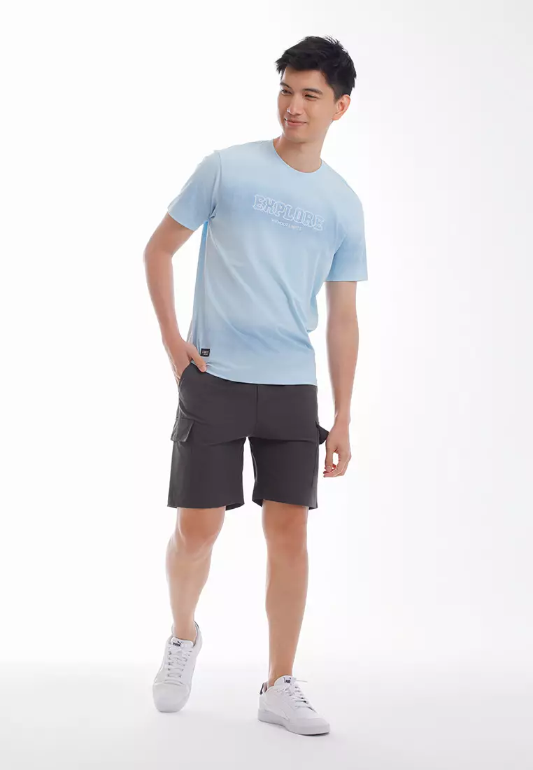 Forest Slim Fit Cotton Spandex Short Sleeve T Shirt Men - 24109-32LtBlue
