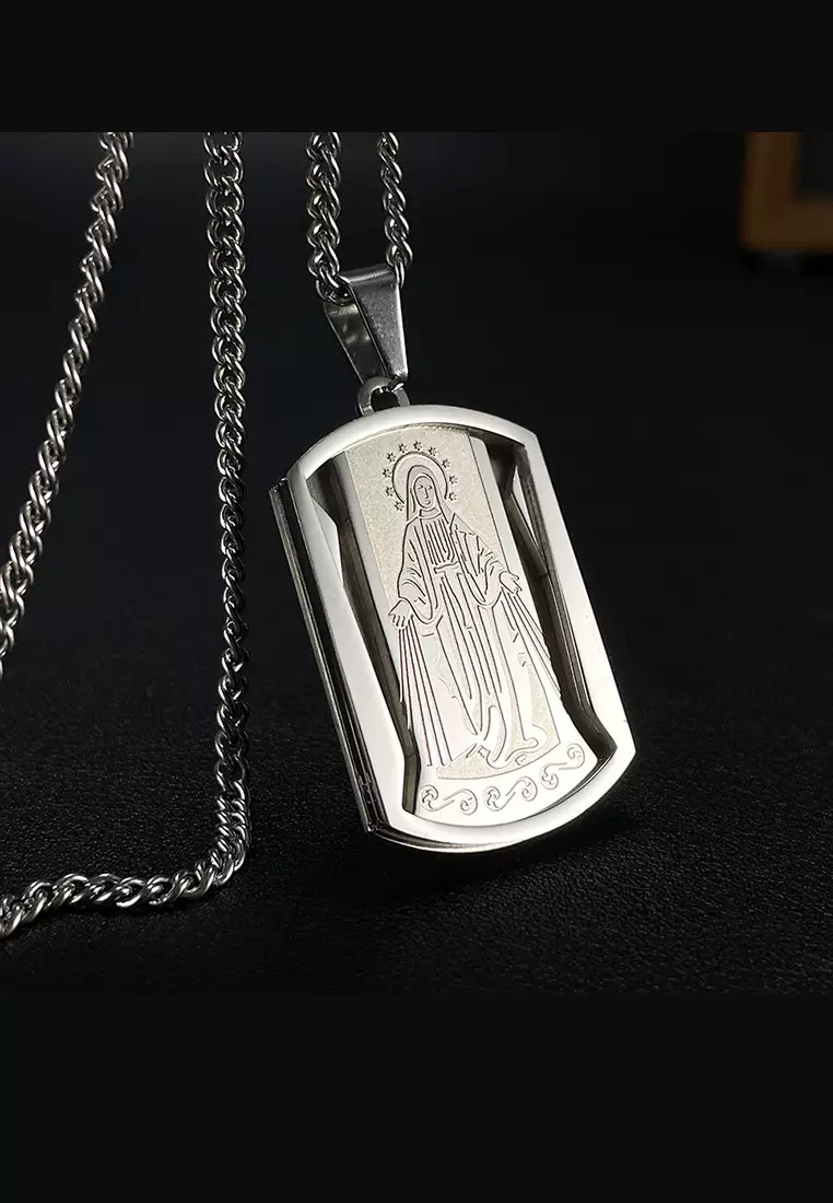Buy HAPPY FRIDAYS Titanium Steel Virgin Mary Pendant Necklace JW