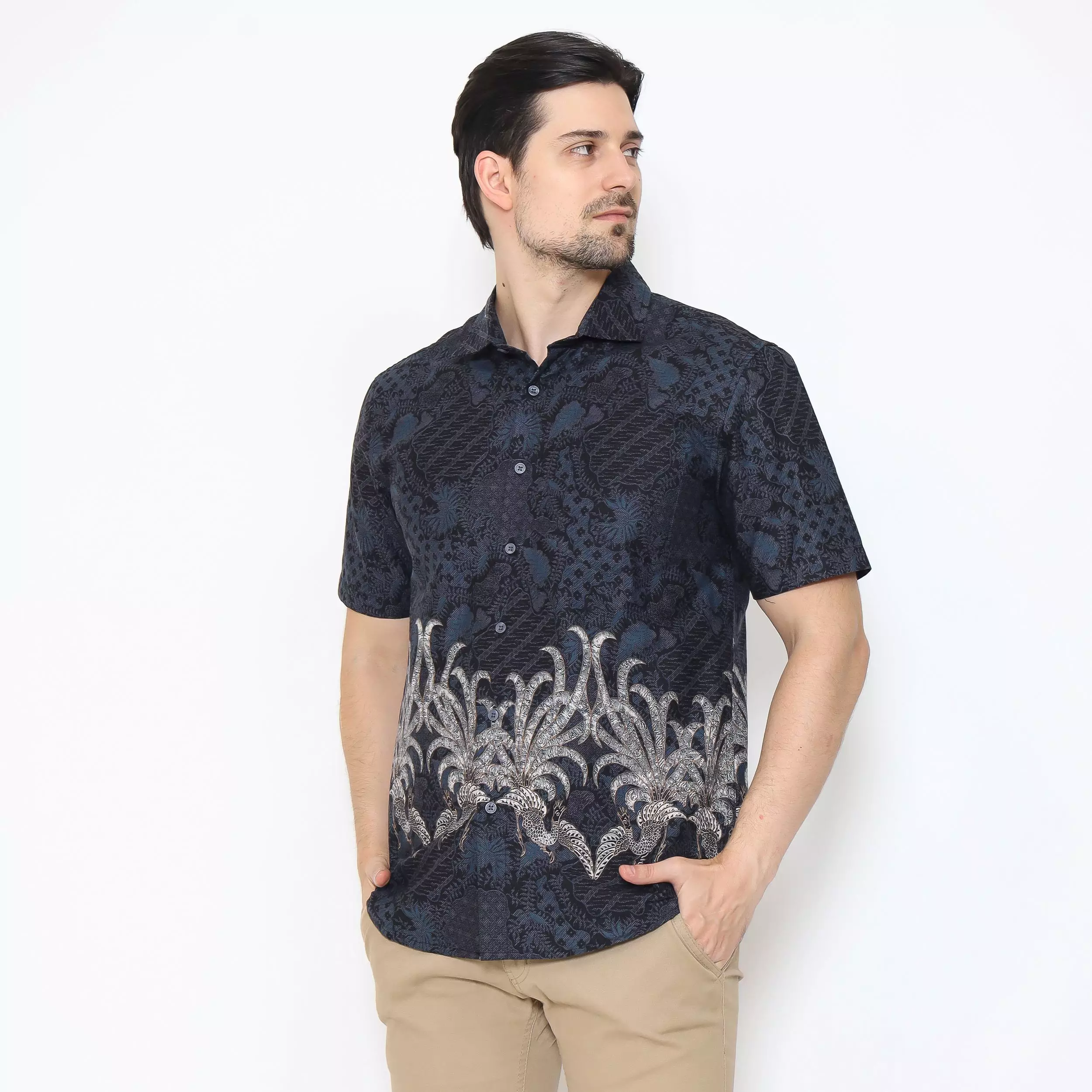 AMK Kemeja Batik Pria Lengan Pendek SHB Ghazan Ss Navy