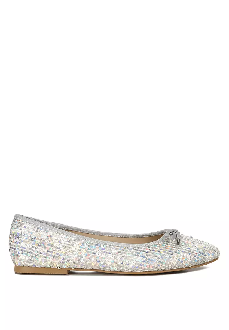 Silver sequin sales flat shoes
