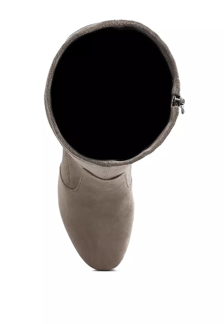 Microfiber Calf Boots in Taupe