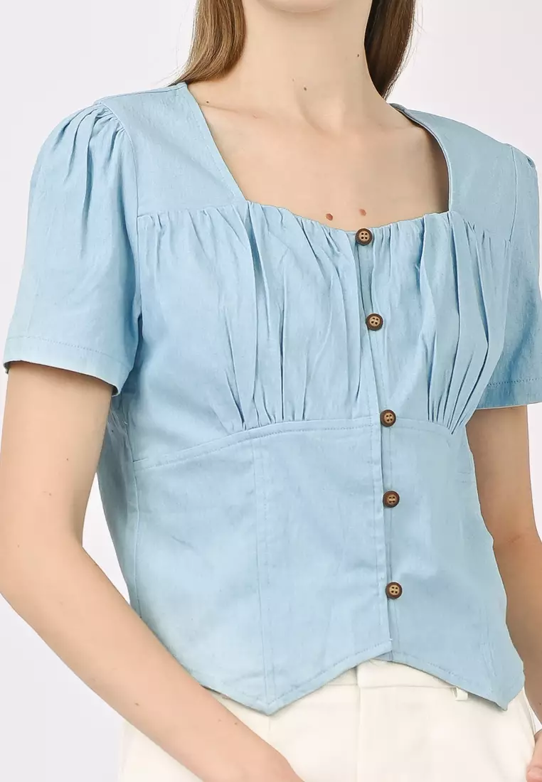 Buy Plain B. Square-Neck Top Online | ZALORA Malaysia