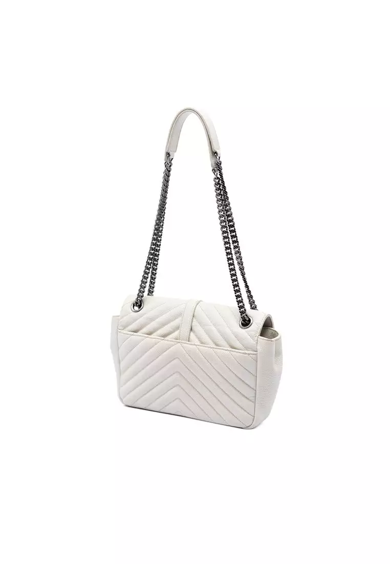 Pre-Loved Saint Laurent Medium Chevron Calfskin Monogram Envelope Bag