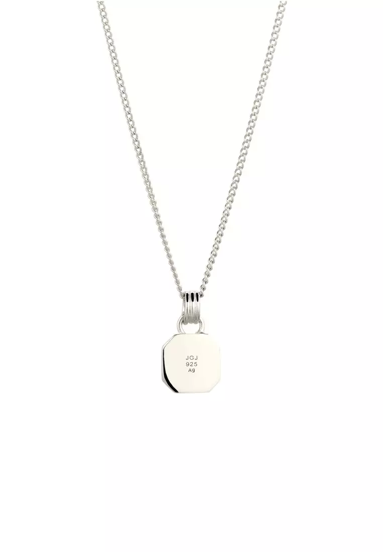 EXCLUSIVE Kalung Perhiasan Perak 925 Pria Geometric Red Enamel
