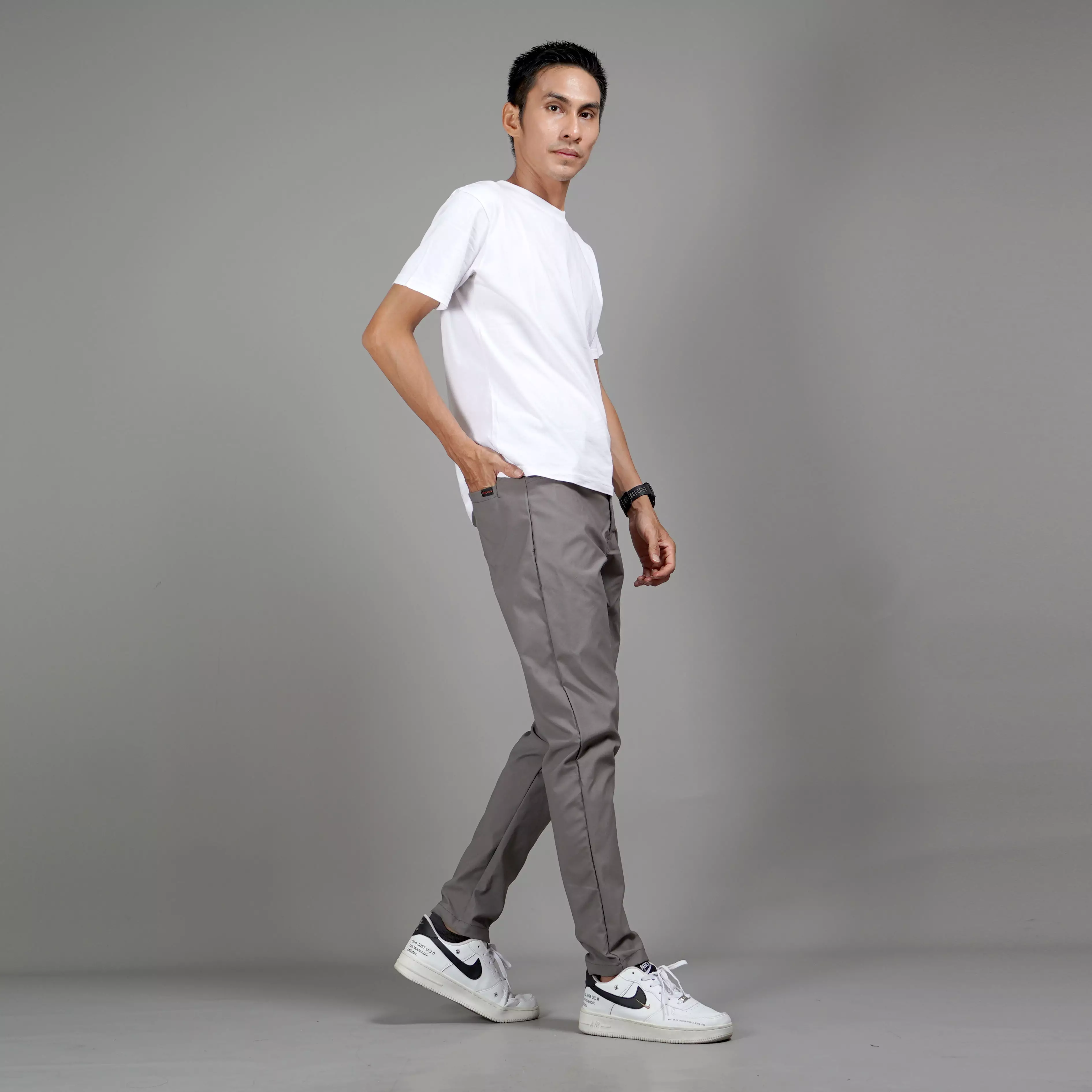JEFAN Ankle Pants Pria Celana Chinos Panjang Pria Chino Pants - ABU MUDA