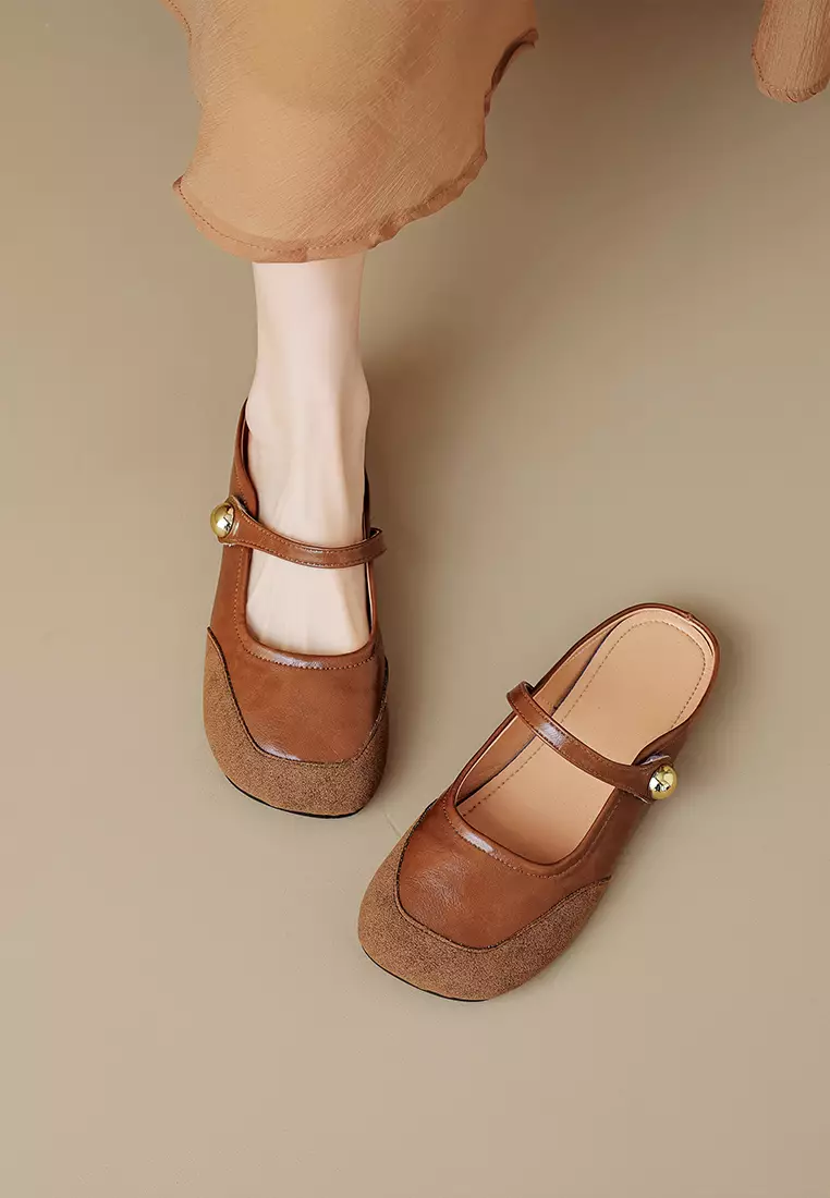 Vintage Buckle Strap Flat Mules WW993-3