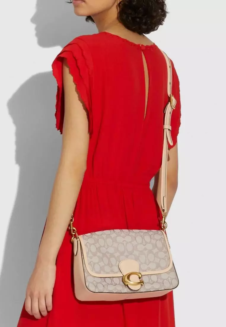 Coach Soft Tabby Shoulder Bag In Signature Jacquard Stone Ivory