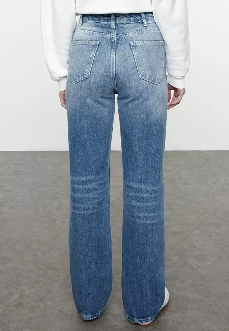 Cotton High Waist Regular Jeans