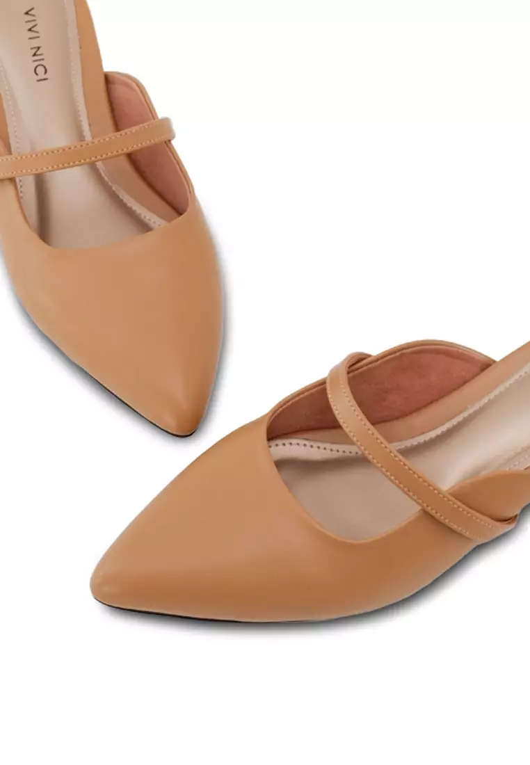 VIVI NICI - Lillie Sandal Mules Hak 3 Cm Camel Beige