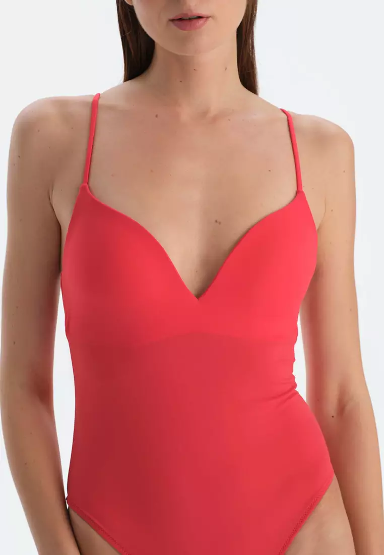 Red Basic Swimsuit, Full-Cup, Full-Cup, Non-wired, Swimwear for Women