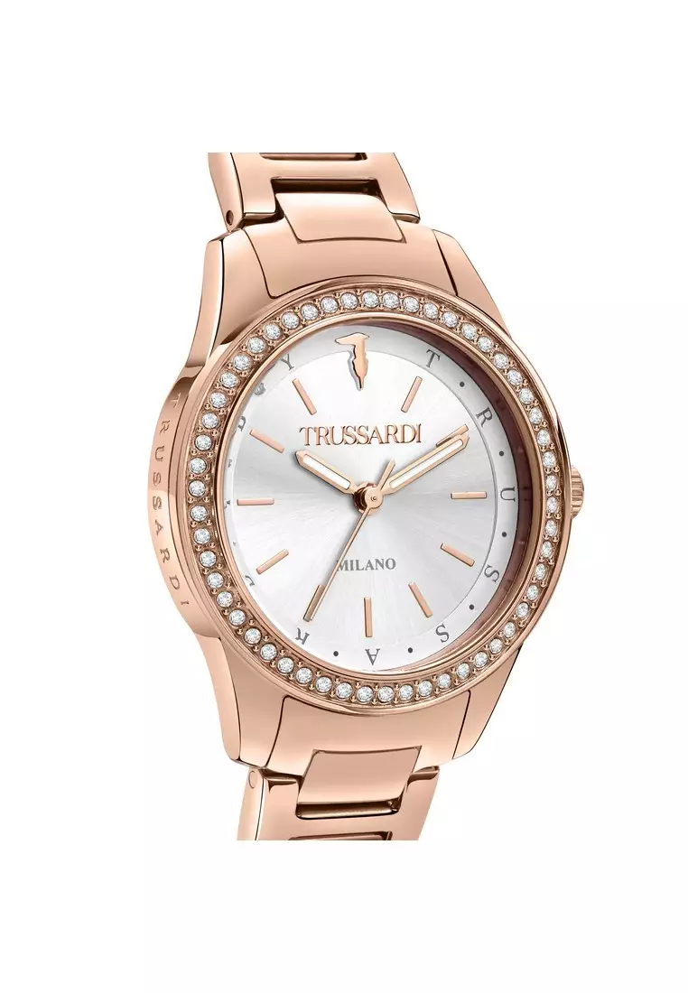 【2 Years Warranty】Trussardi T-Sky 30mm White Silver Dial Ladies Quartz Watch R2453151503