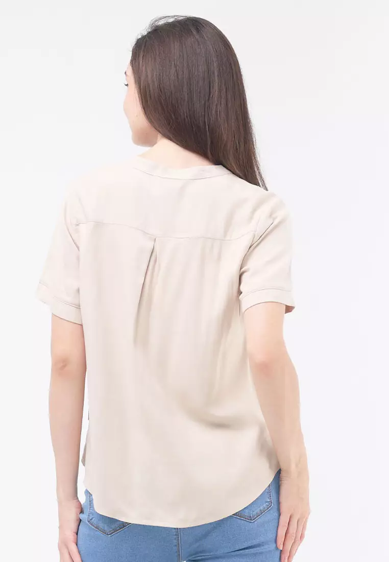Short Sleeves Chinese Collar Blouse