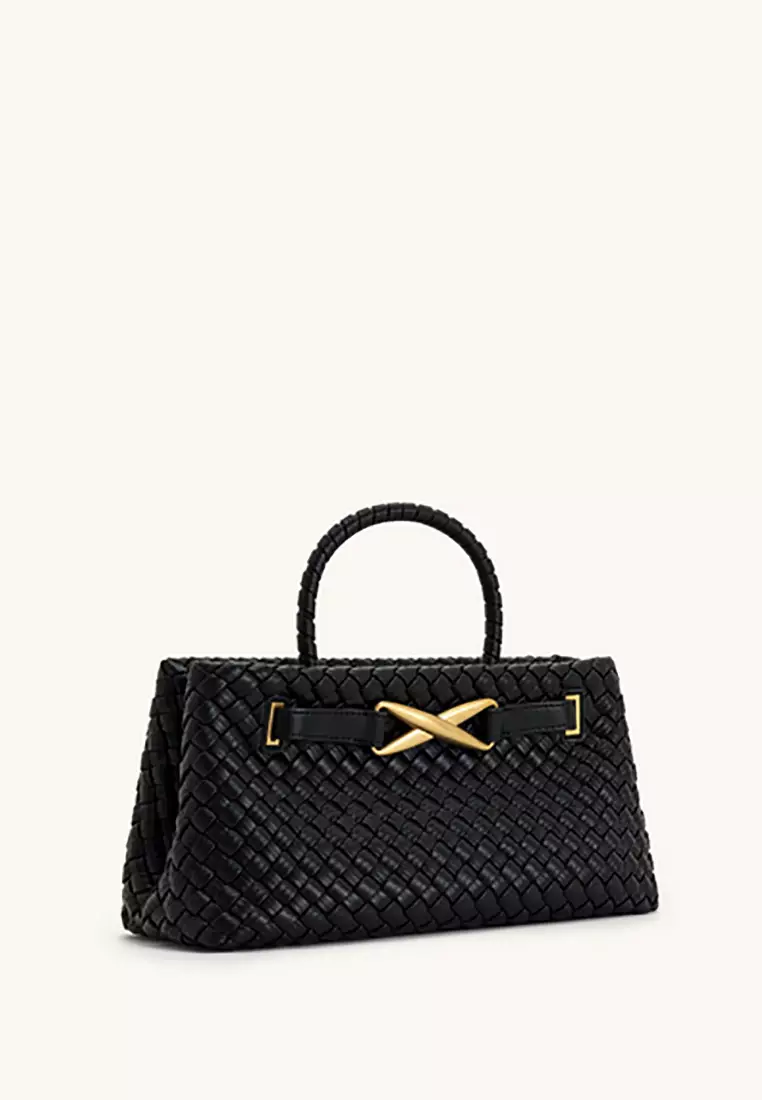 Elora Woven Tote Bag - Black