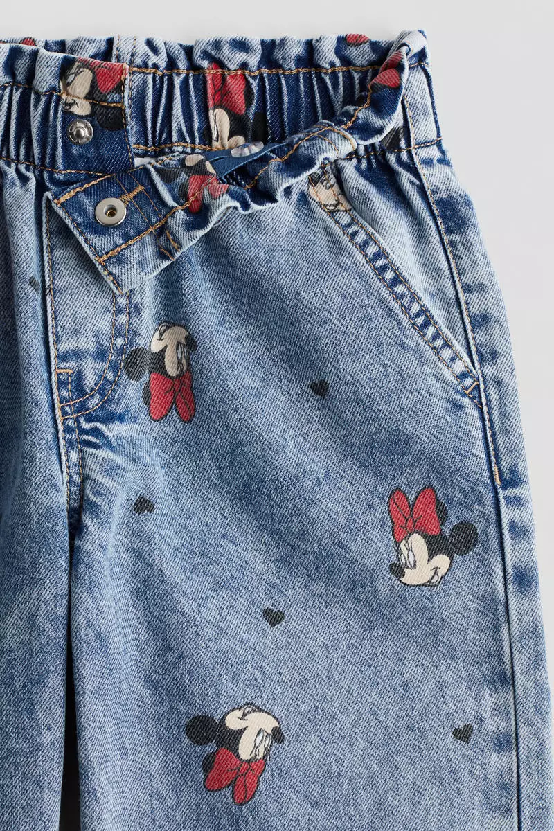 Motif-detail wide leg jeans