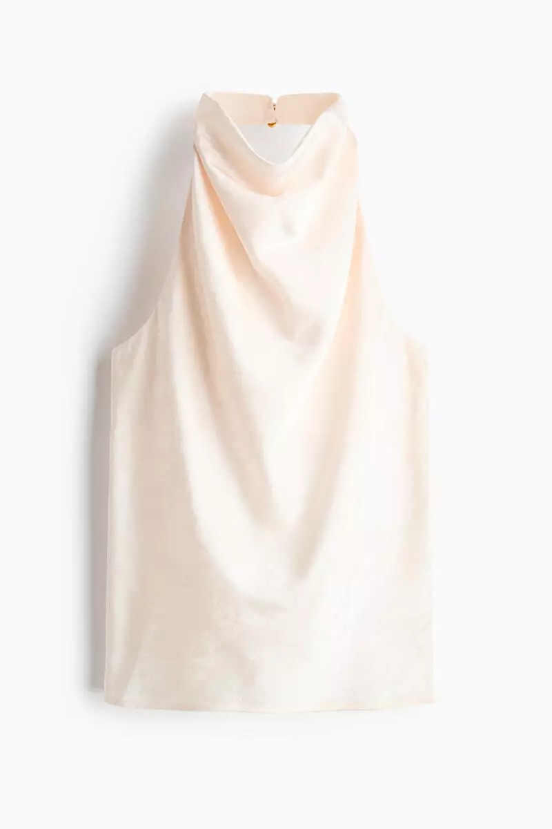 Cowl-neck halterneck top