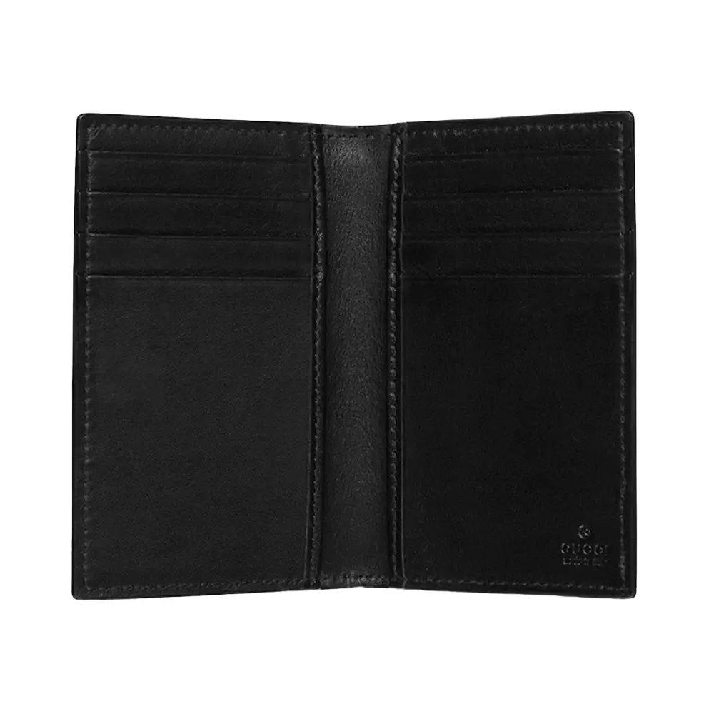 GG Emblem Bi-Fold Long Card Case Leather Black