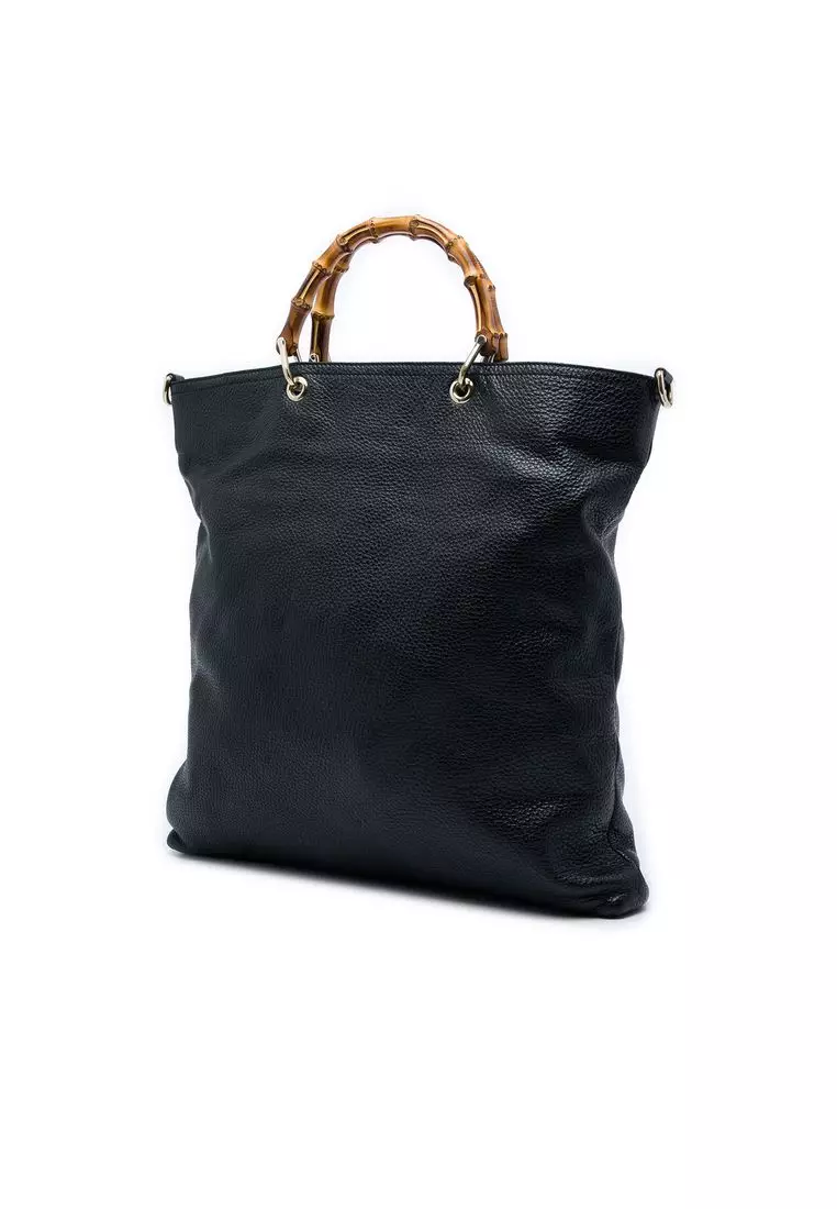 Pre-Loved Gucci Calfskin Bamboo Shopper Satchel