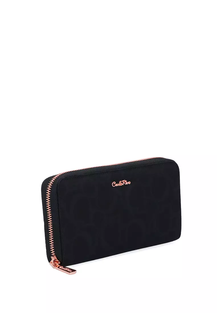 Black Carlo GEO Nylon Zip Around Wallet
