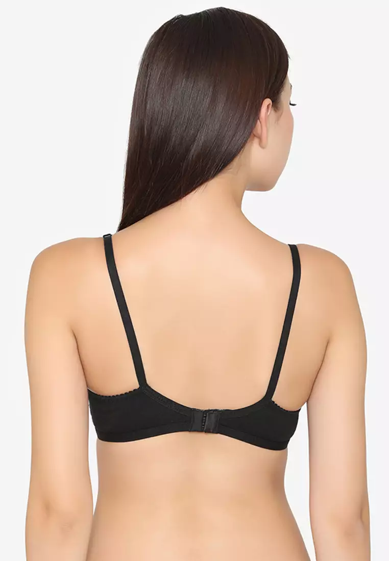 Buy Clovia Non Padded Non Wired Full Coverage Spacer Cup Bra In Black Cotton Rich 2024 Online 1653