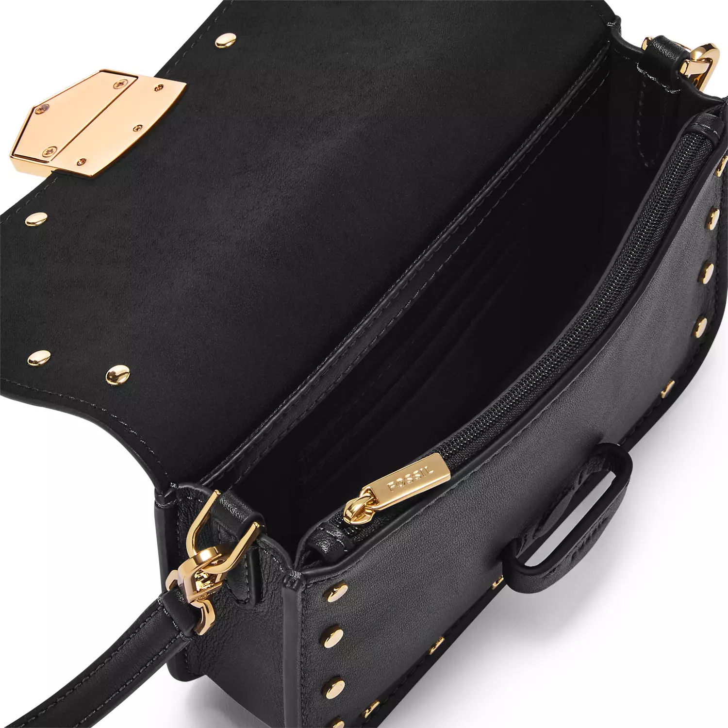 Fossil Lennox Small Flap Crossbody Black Leather Tas Wanita-ZB1977-001