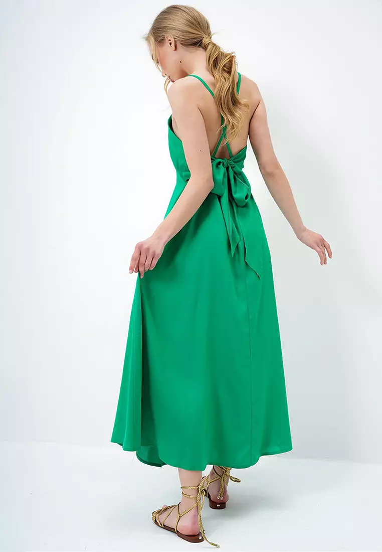 Buy Alacati Women's Green Rope Strap Back Tie Detailed Maxi Length Summer  Dress Alc-X13471 2026 Online | ZALORA