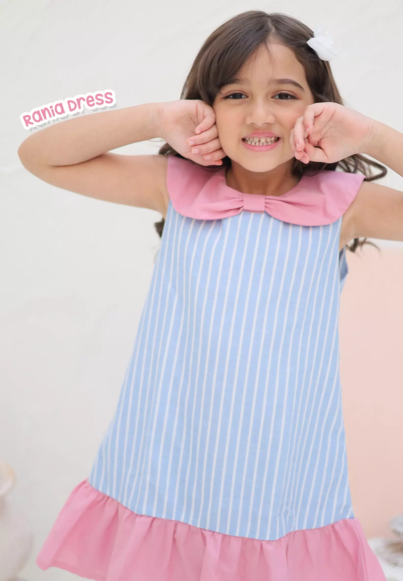 Two Mix - Outfit Baju Rania Dress Anak Perempuan Cantik Katun 1-8 Tahun 4405 Blue