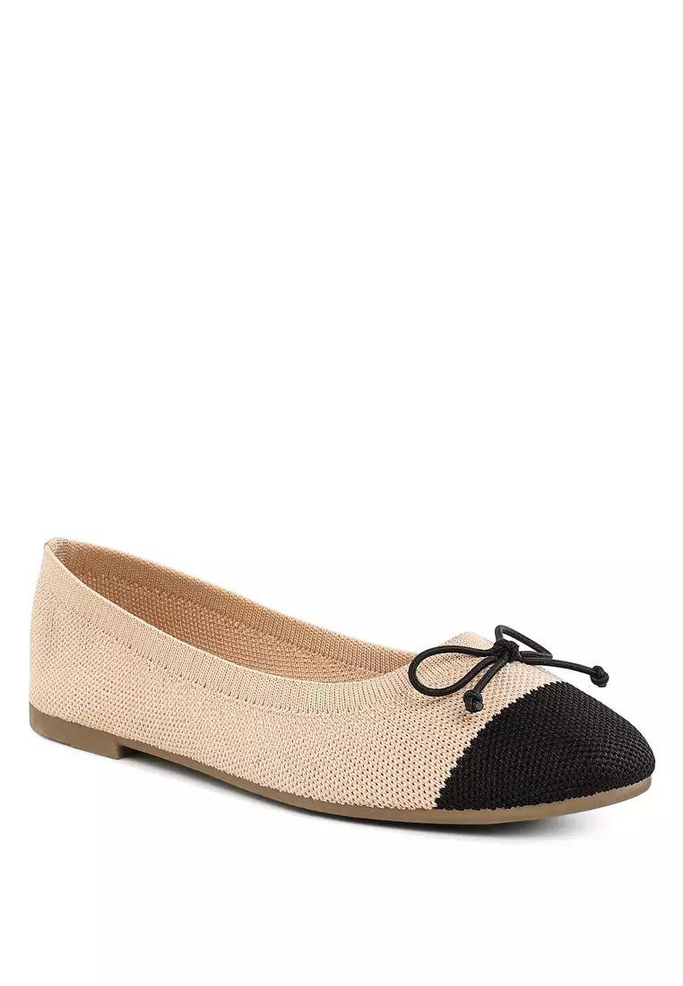 Two Tone Ballerinas in Beige/Black
