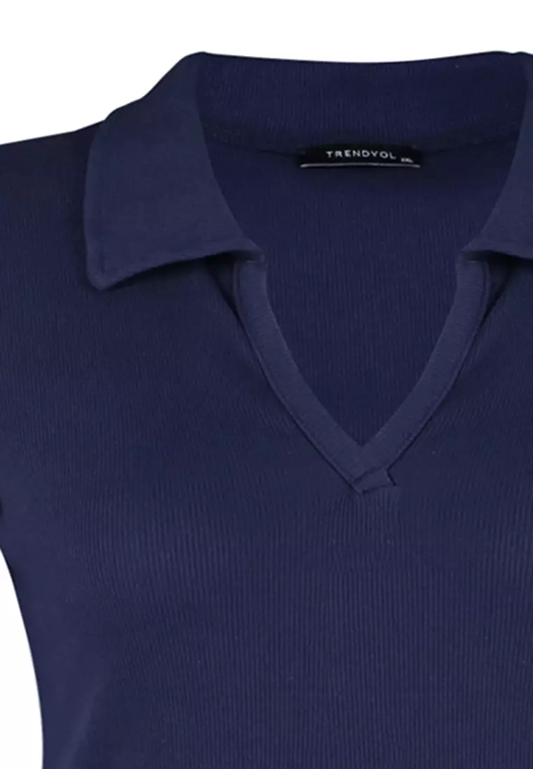 Plus Size Knitted Polo Shirt