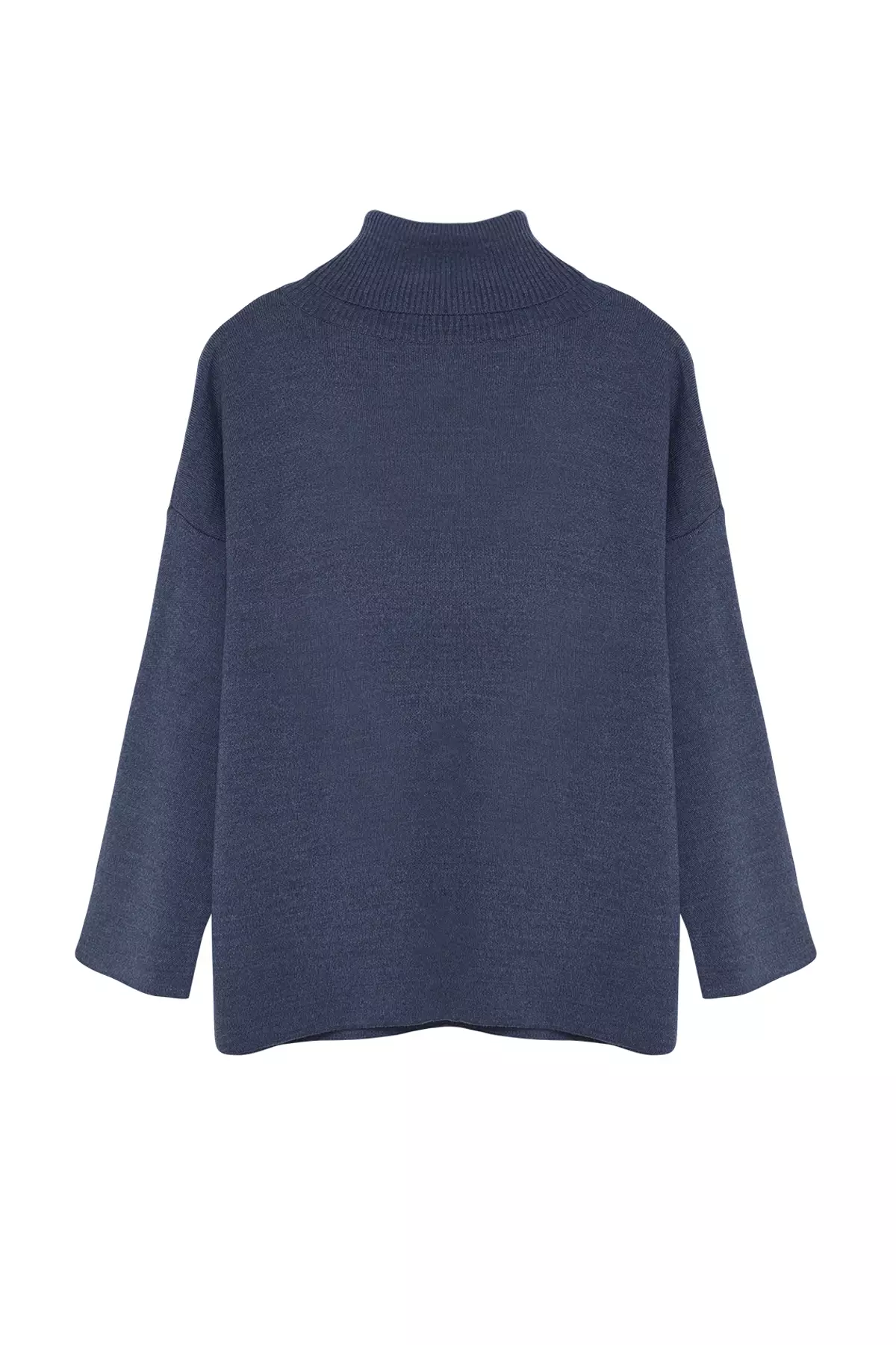 Indigo Wide Pattern Basic Knitwear Sweater