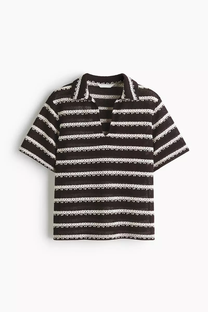 Crochet-look polo shirt