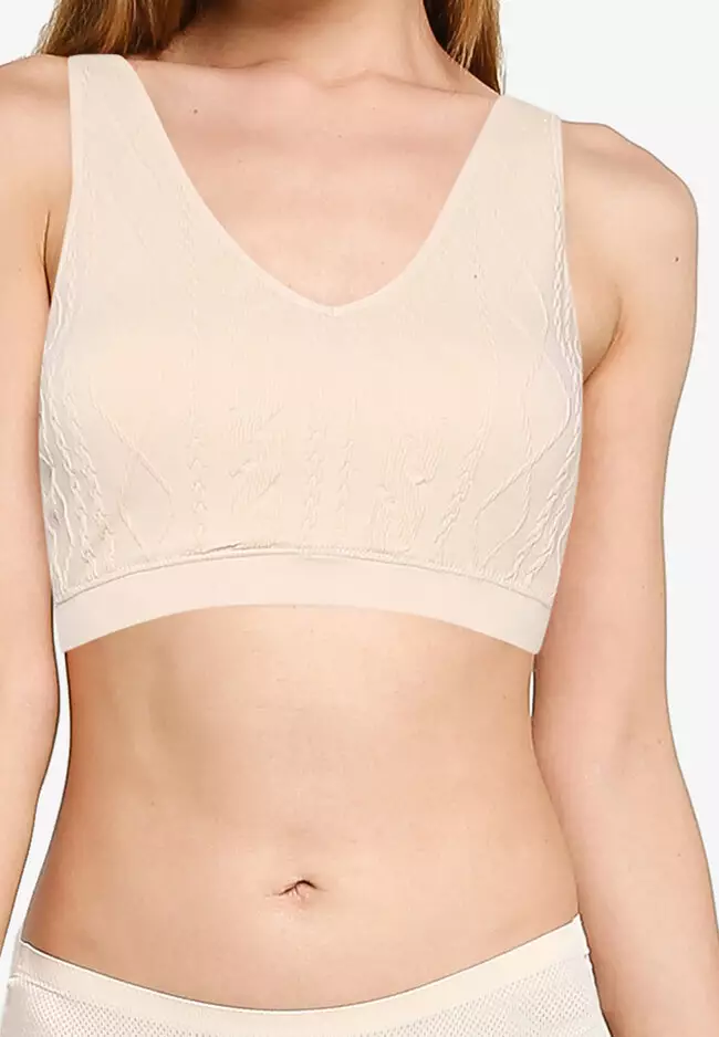 Gilly Hicks Long Line Ribbed Bralette with Lace Back