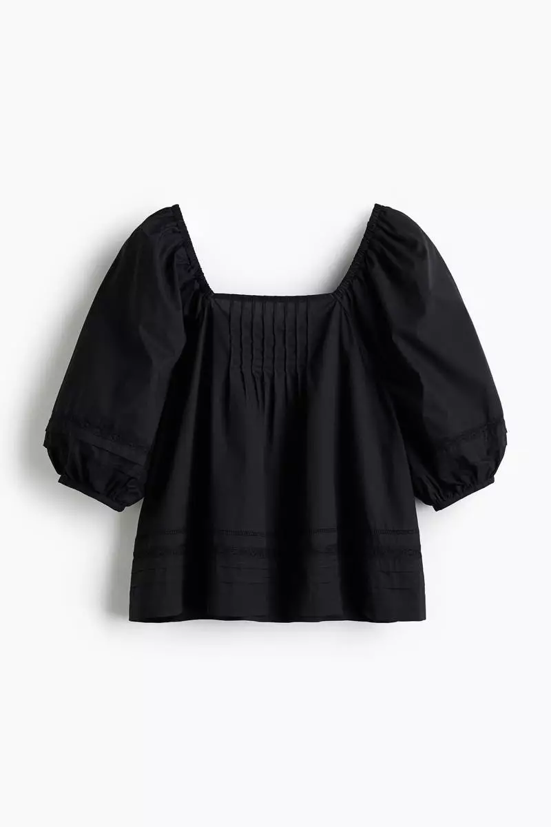 Pintucked cotton blouse