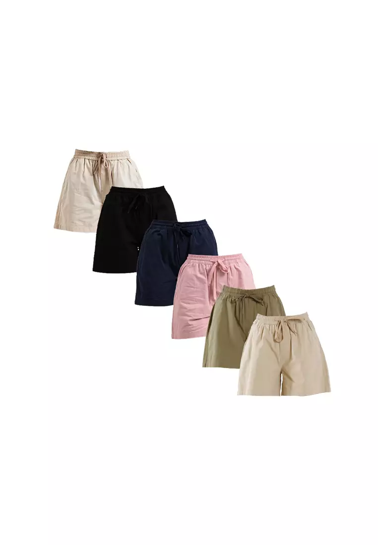 Forest Ladies Casual Cotton Short Pants Women Plain Drawstring Shorts - 865108-48Olive
