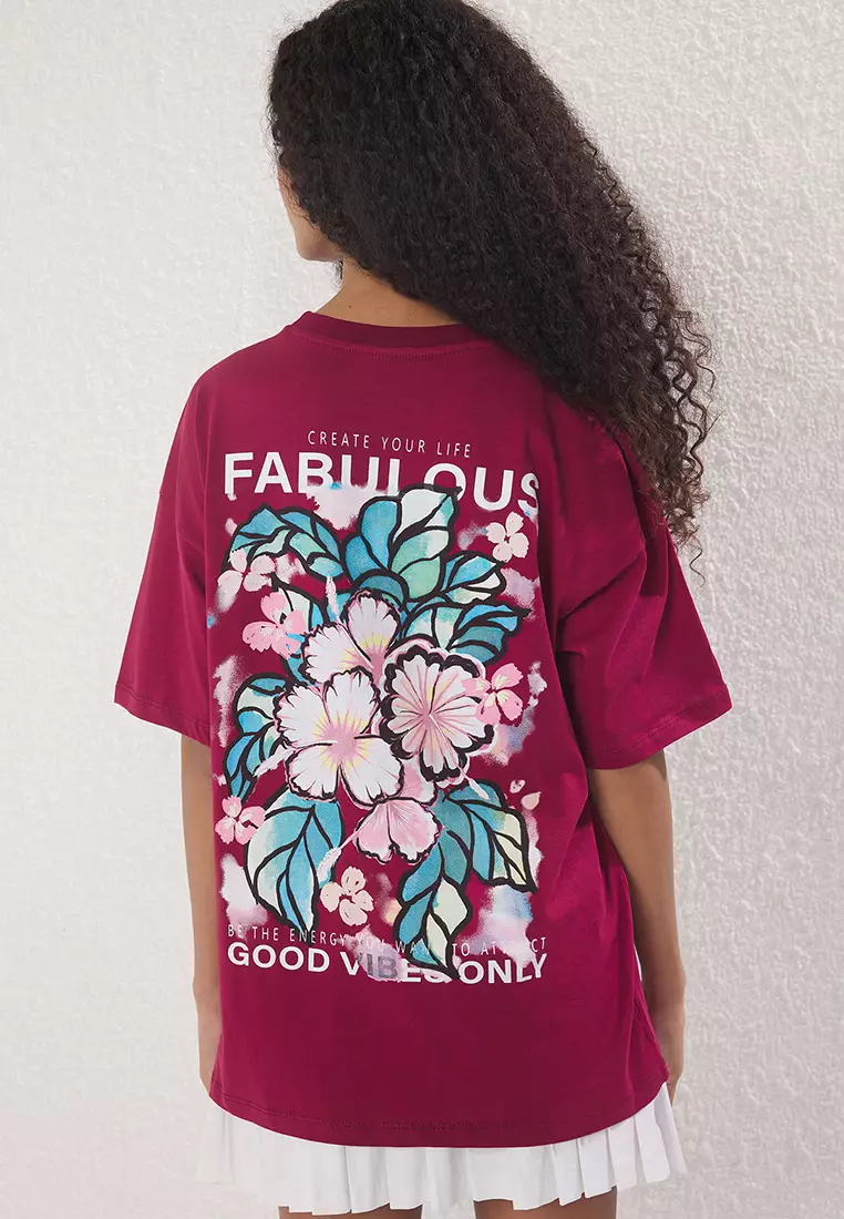 Dark Cherry Knitted T-Shirt Twoss24Ts00183