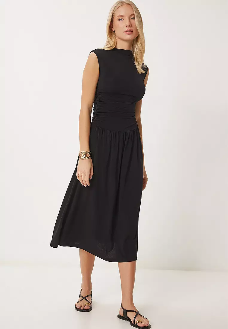 Gathered Midi Sandy Dress