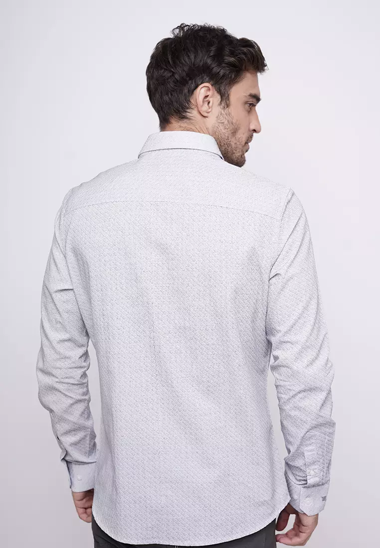 Johnwin - Kemeja Formal - Kemeja Pria - Lengan Panjang - Putih Motif - FSH.650.G371A.556.C