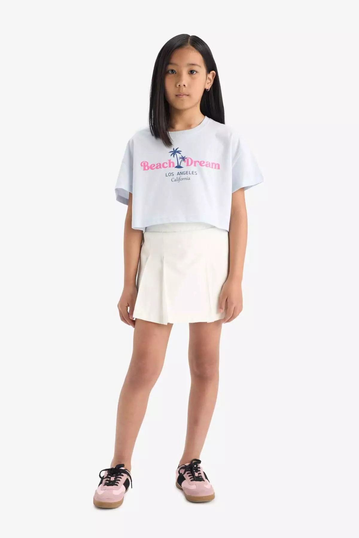 Girl's Crop Crew Neck Printed Short Sleeve T-Shirt E0385A825Sm