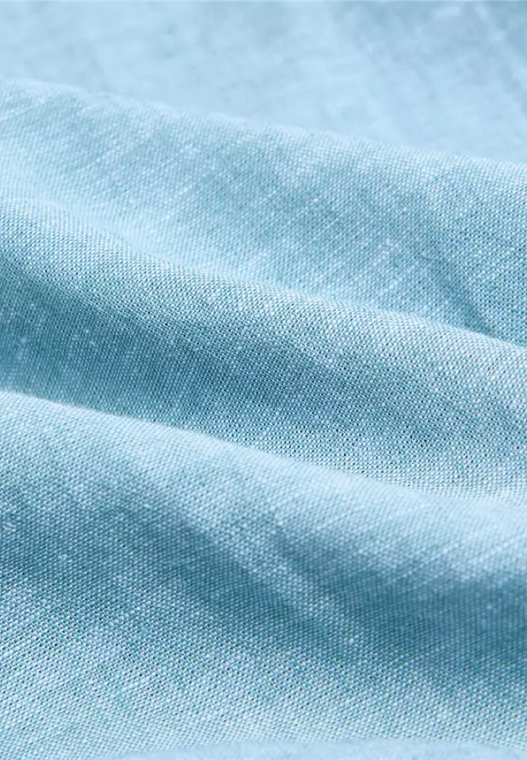 Men's Linen Cotton Slim Short Sleeve Shirt 01046214