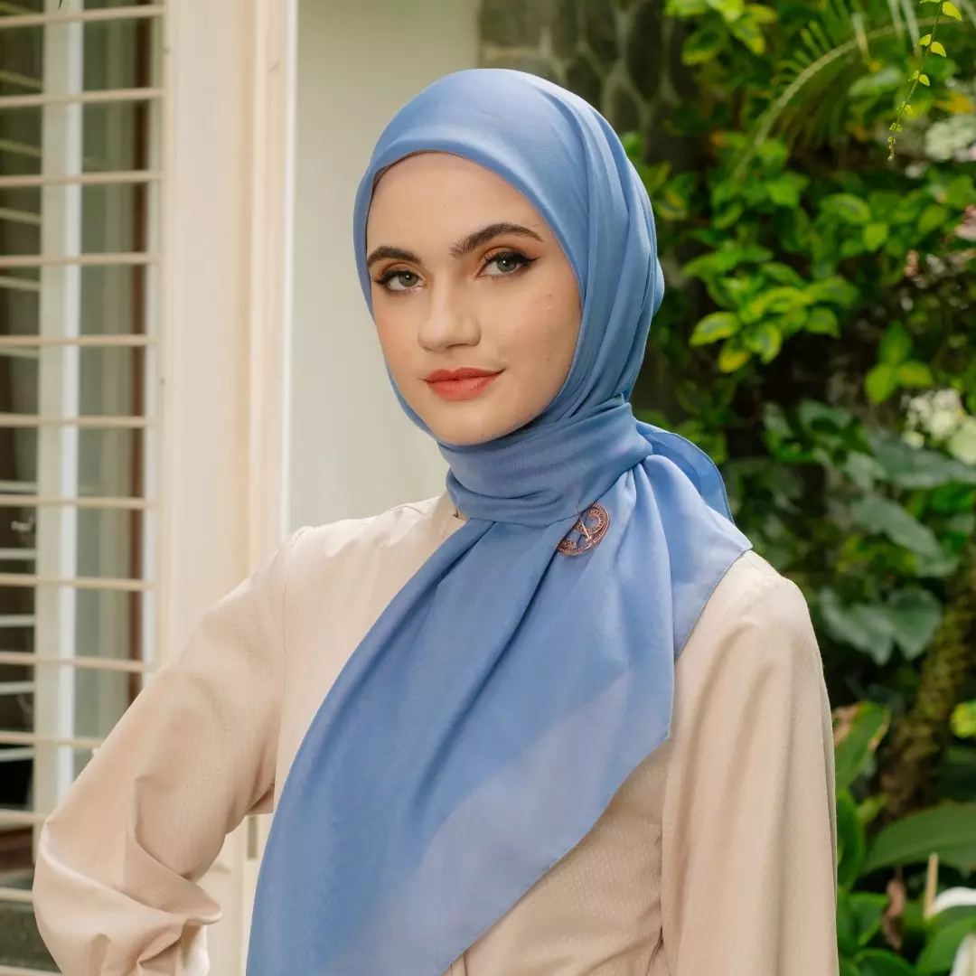 Safiyya Plain Scarf | Hijab | Kerudung | Jilbab Segiempat Monacron Blue