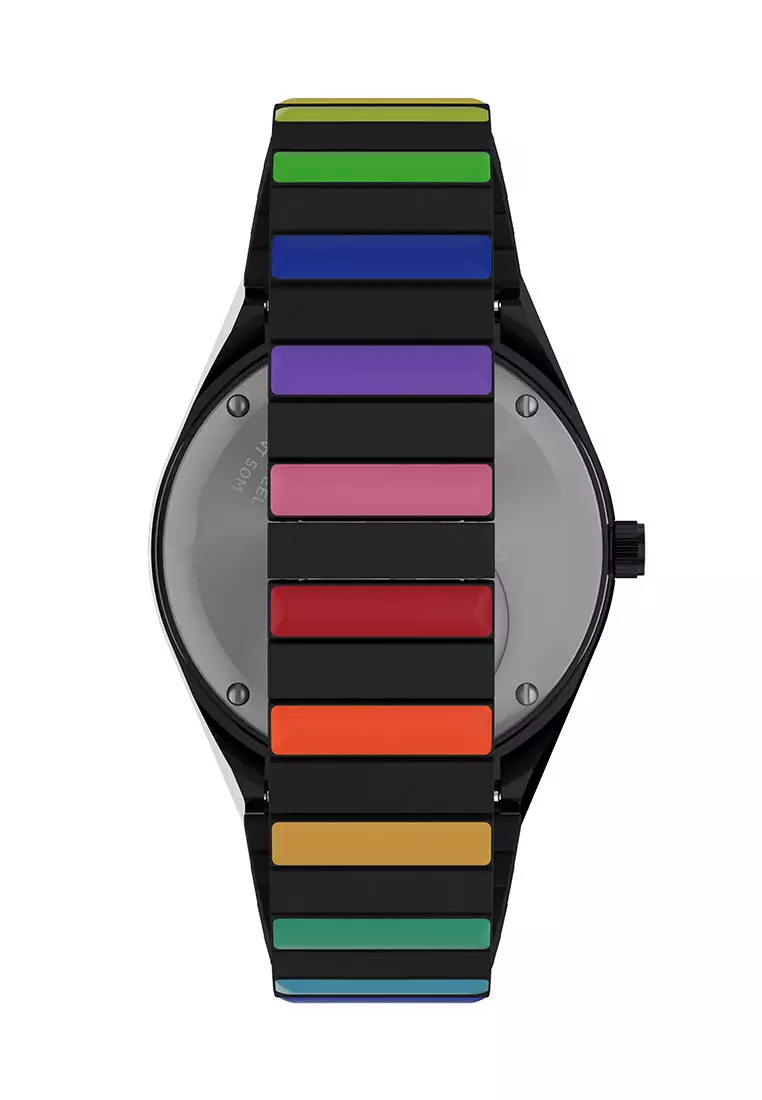 Timex Q Timex Black Stainless Steel Analog Quartz Unisex Watch TW2V65900