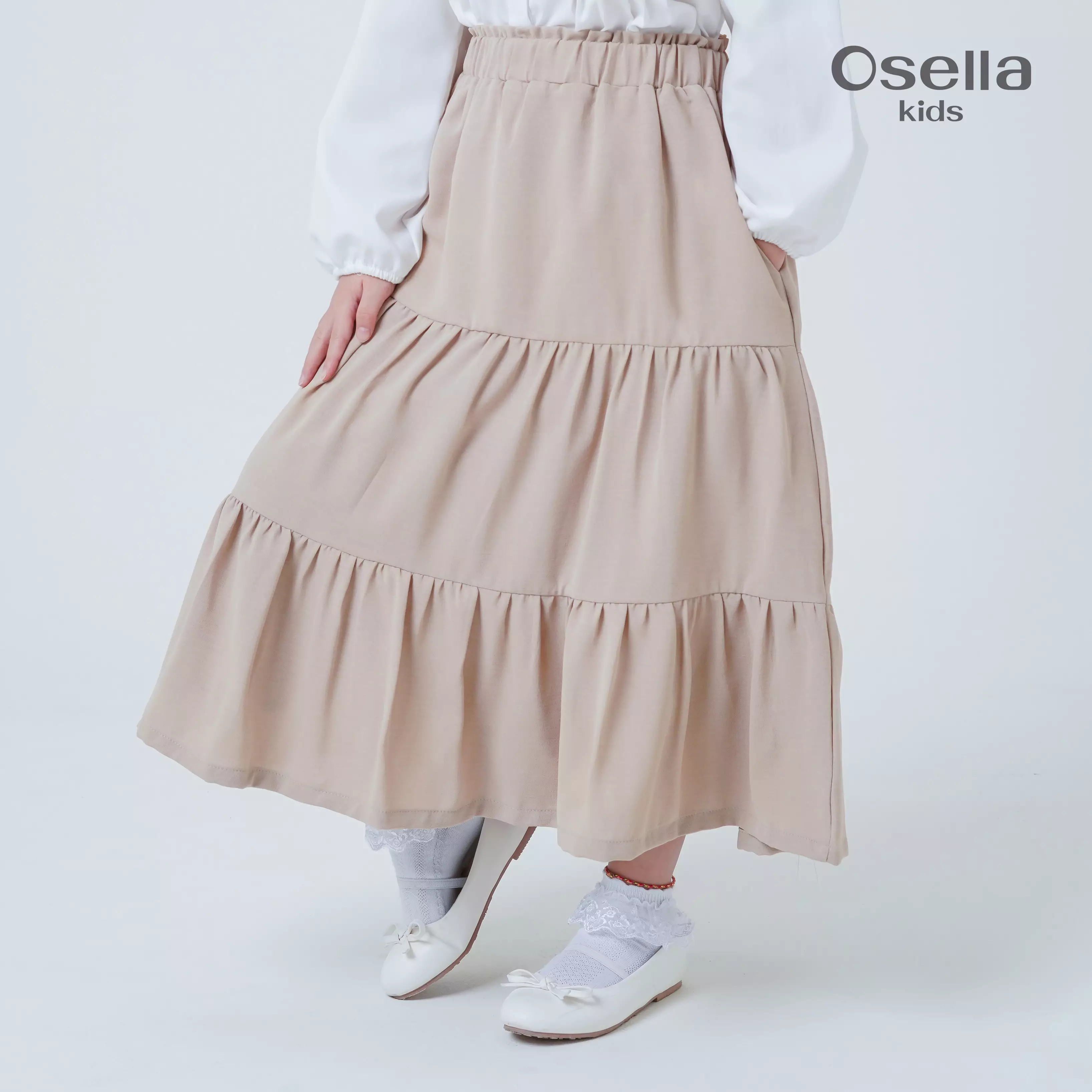 Osella Kids Tiered Crinkle Long Skirt 238Q660189 | Rok Ruffle Anak Perempuan