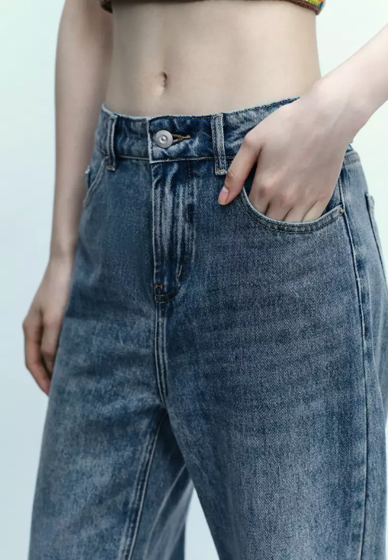 High -Waisted Straight Jeans