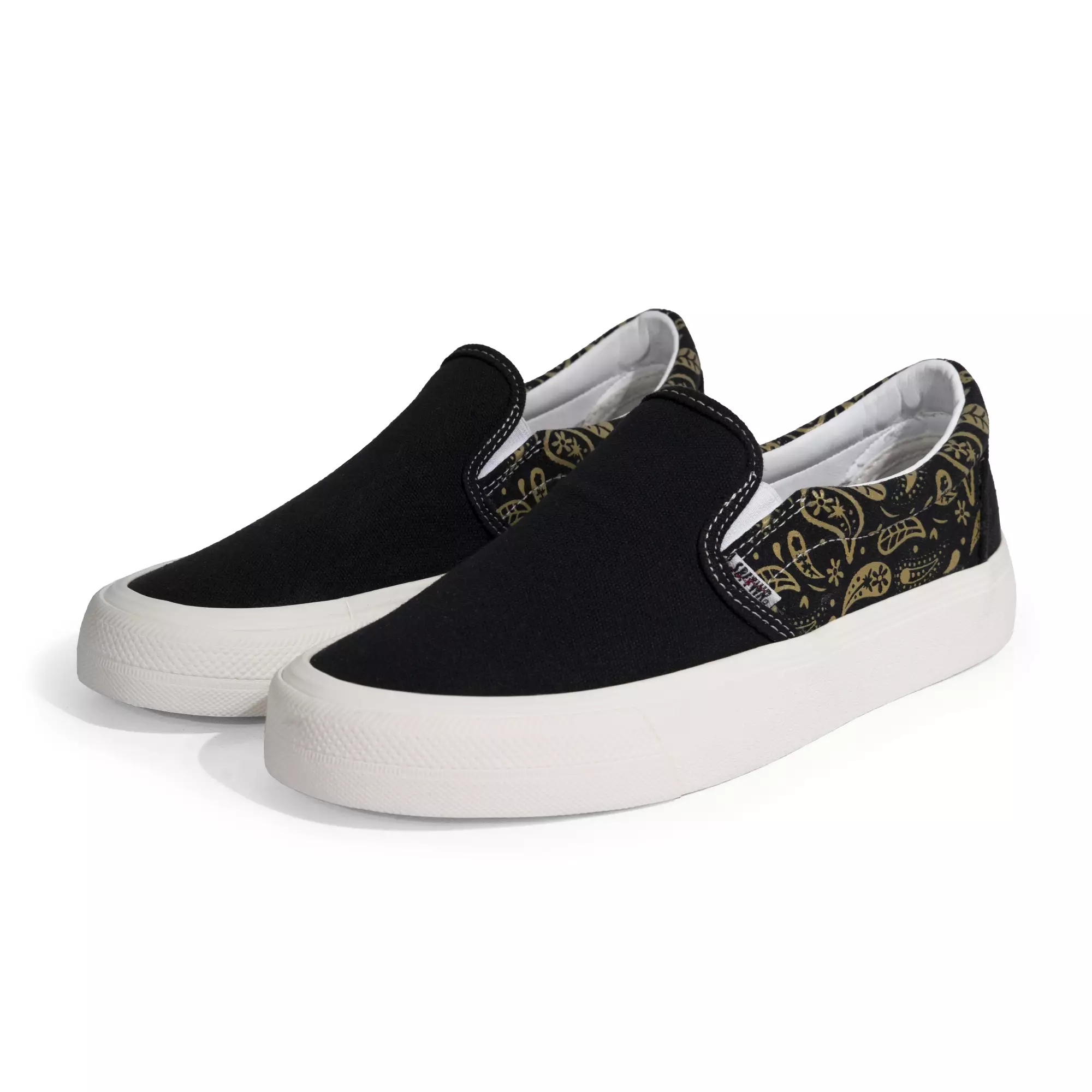 SABA Slip on Paisley Gold Black White - Sepatu Sneakers Casual Pria Wanita