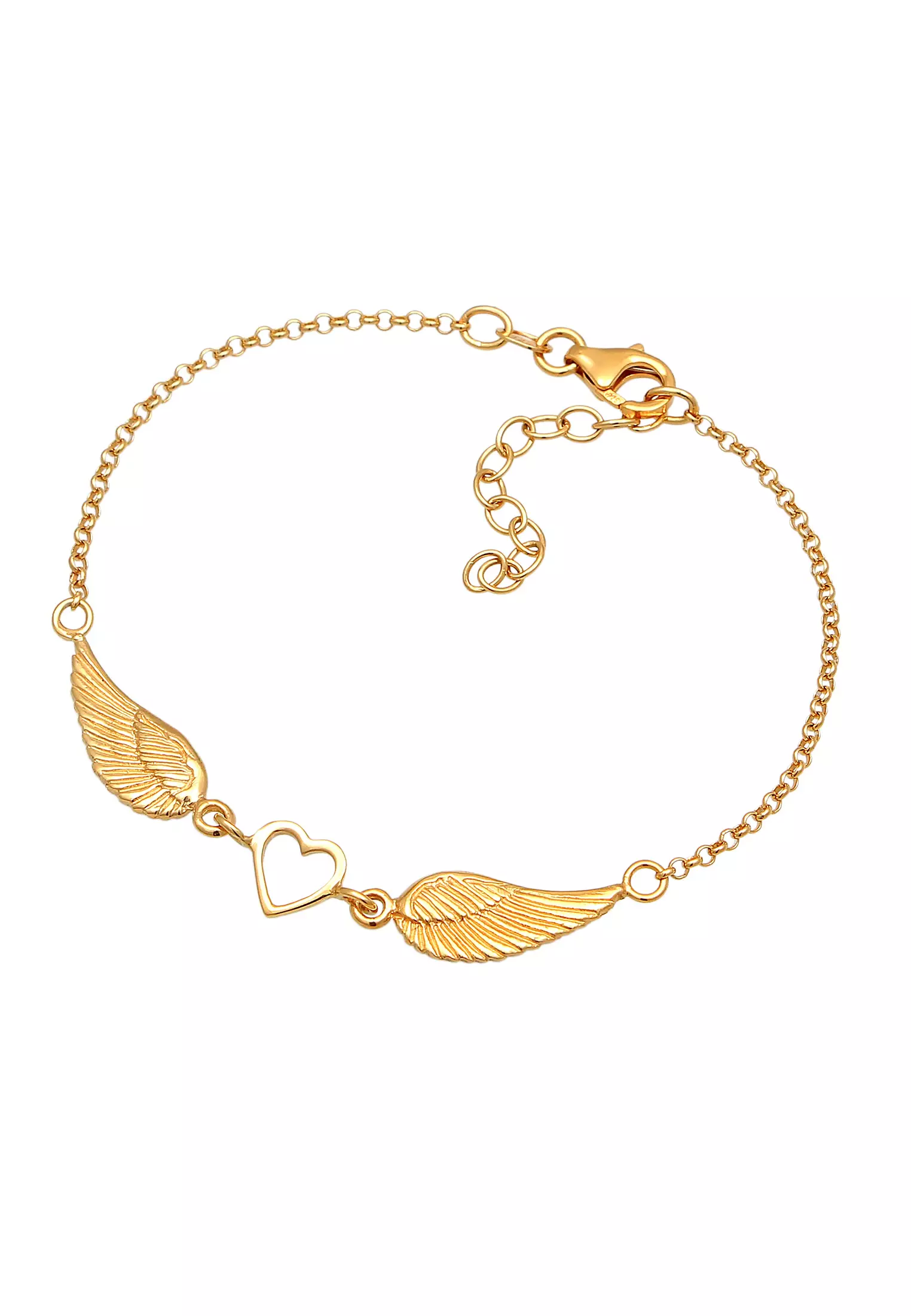 Bracelet Heart Wing Pendant Gold Plated