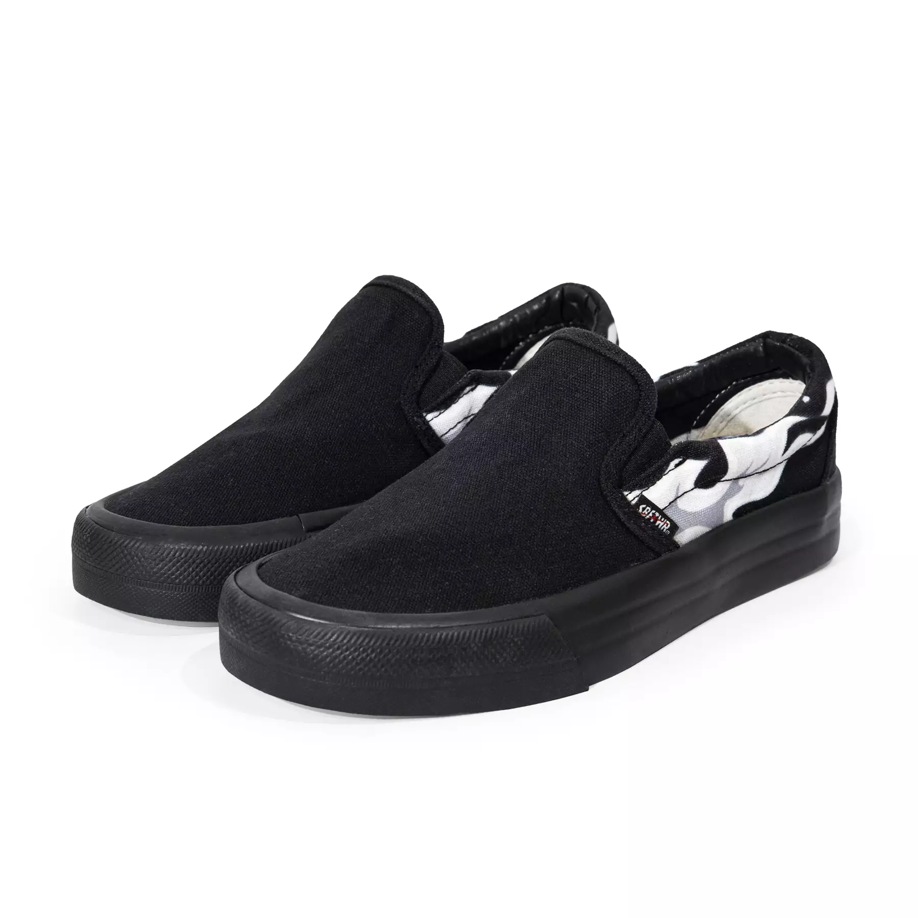 SABA Slip On White Flame All Black - Sepatu Sneakers Casual Pria Wanita