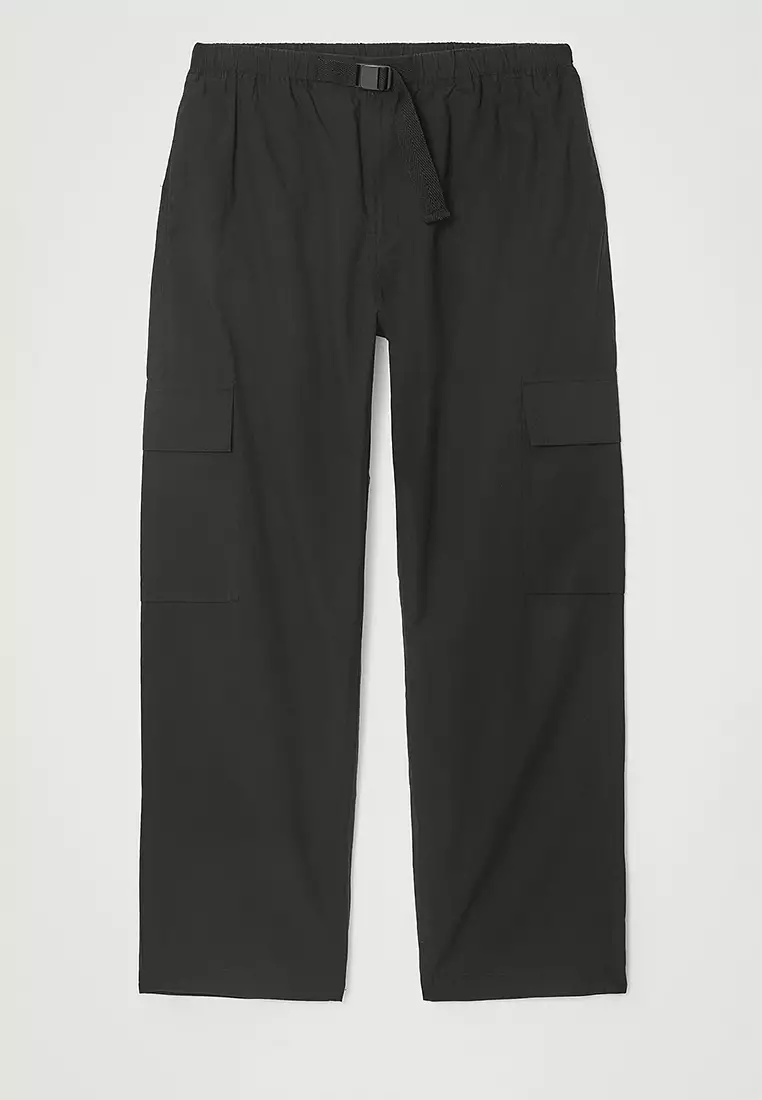 Belted Technical Cotton Cargo Trousers